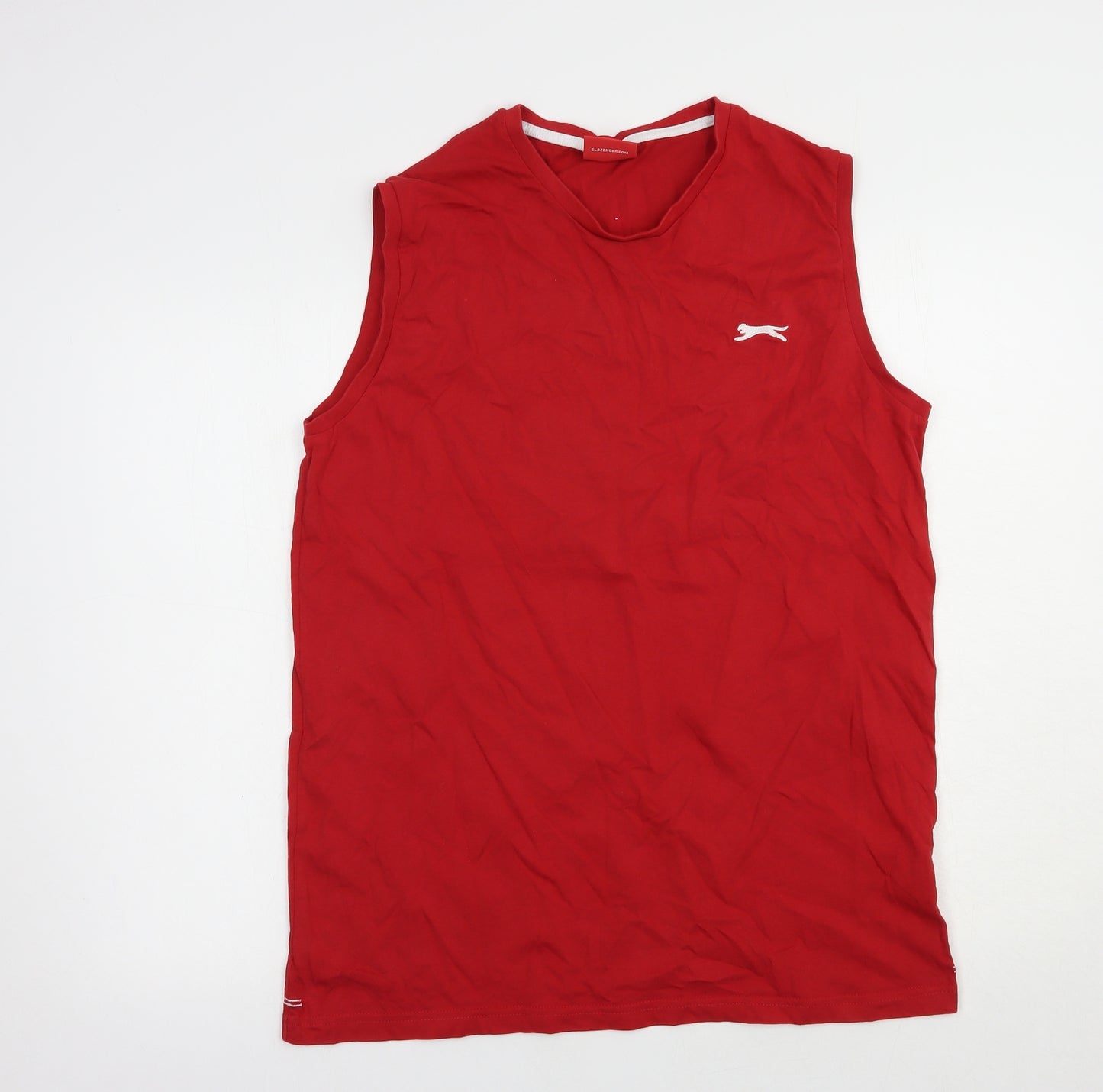 Slazenger Mens Red  Cotton  T-Shirt Size L Crew Neck