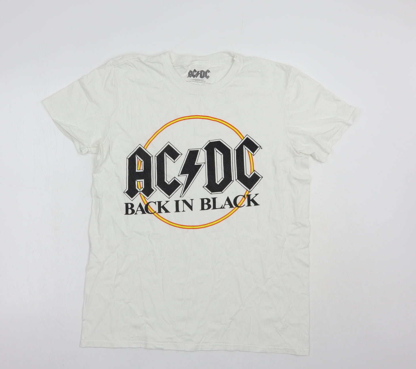 acdc.com Mens White  Cotton  T-Shirt Size L Crew Neck