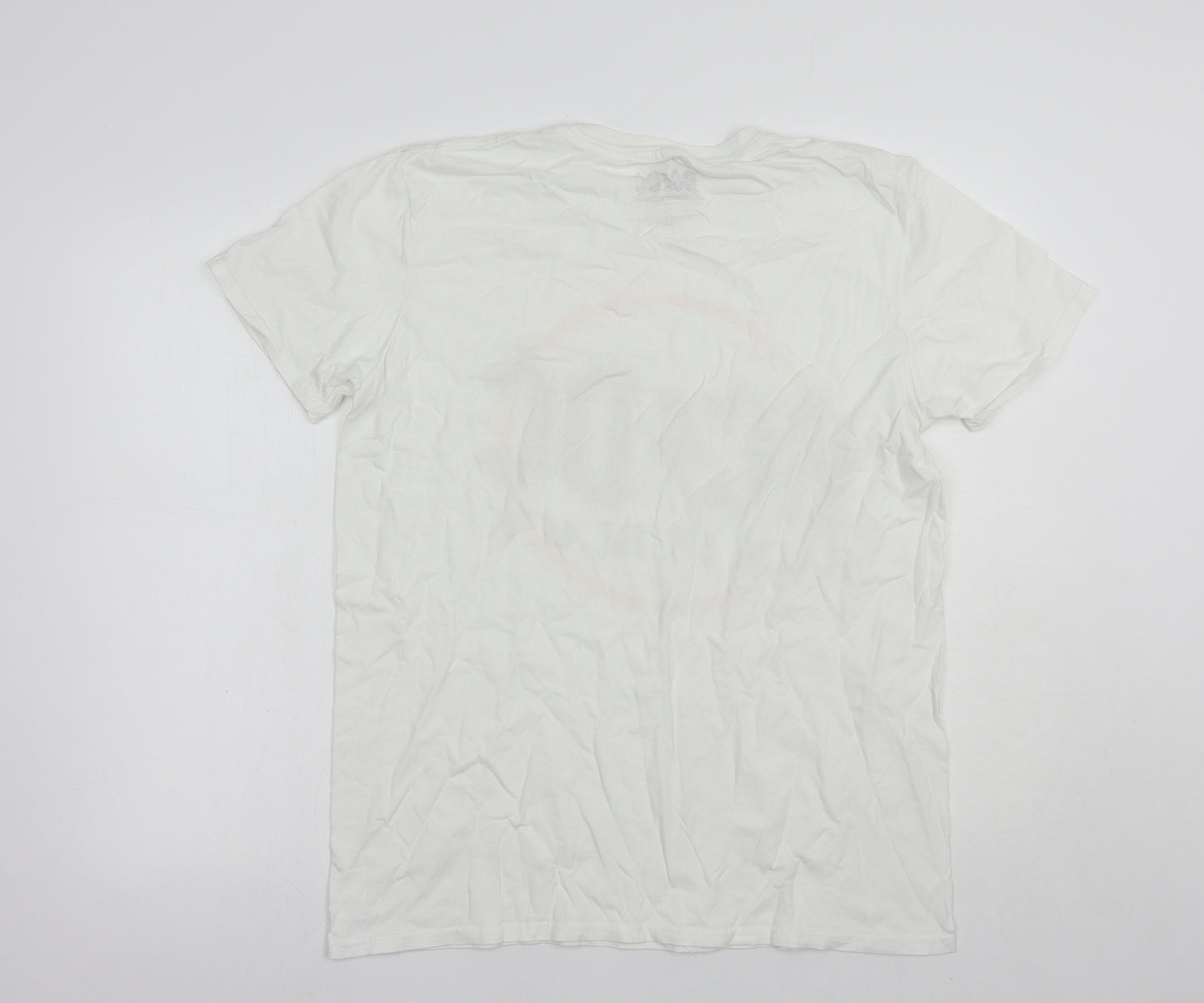 acdc.com Mens White  Cotton  T-Shirt Size L Crew Neck