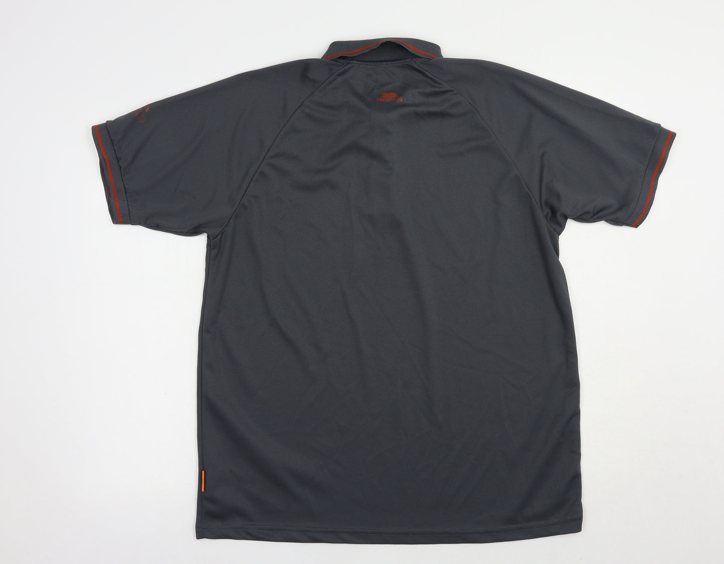 Trespass Mens Grey  Polyester  Polo Size L Collared Snap