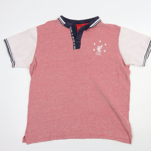 L.F.C. Mens Pink  Cotton  Polo Size L Collared Button - Liverpool FC