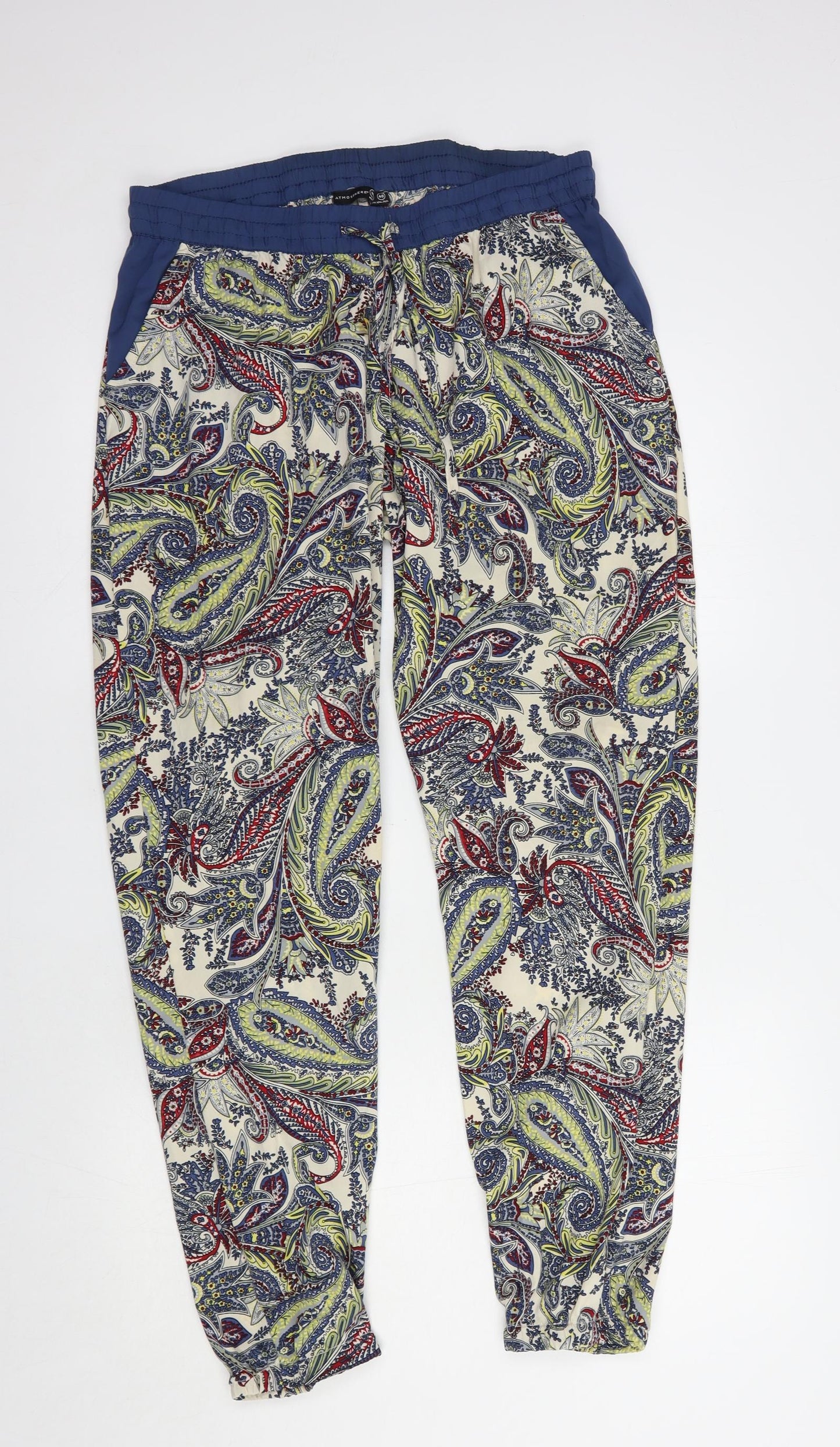 Atmosphere Womens Multicoloured Paisley Polyester Trousers  Size 14 L30 in Regular Drawstring