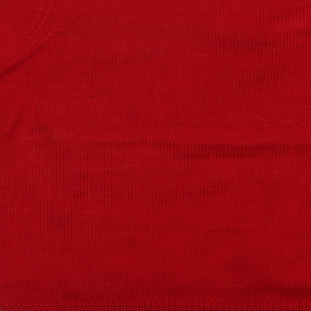 Primark Womens Red Crew Neck  Acrylic Pullover Jumper Size 6   - Snowman