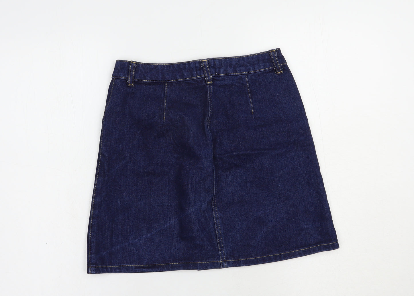 Miss Selfridge Womens Blue  Cotton Straight & Pencil Skirt Size 6   Button
