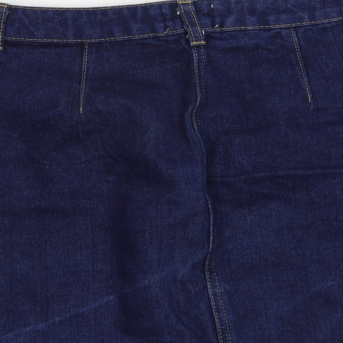 Miss Selfridge Womens Blue  Cotton Straight & Pencil Skirt Size 6   Button