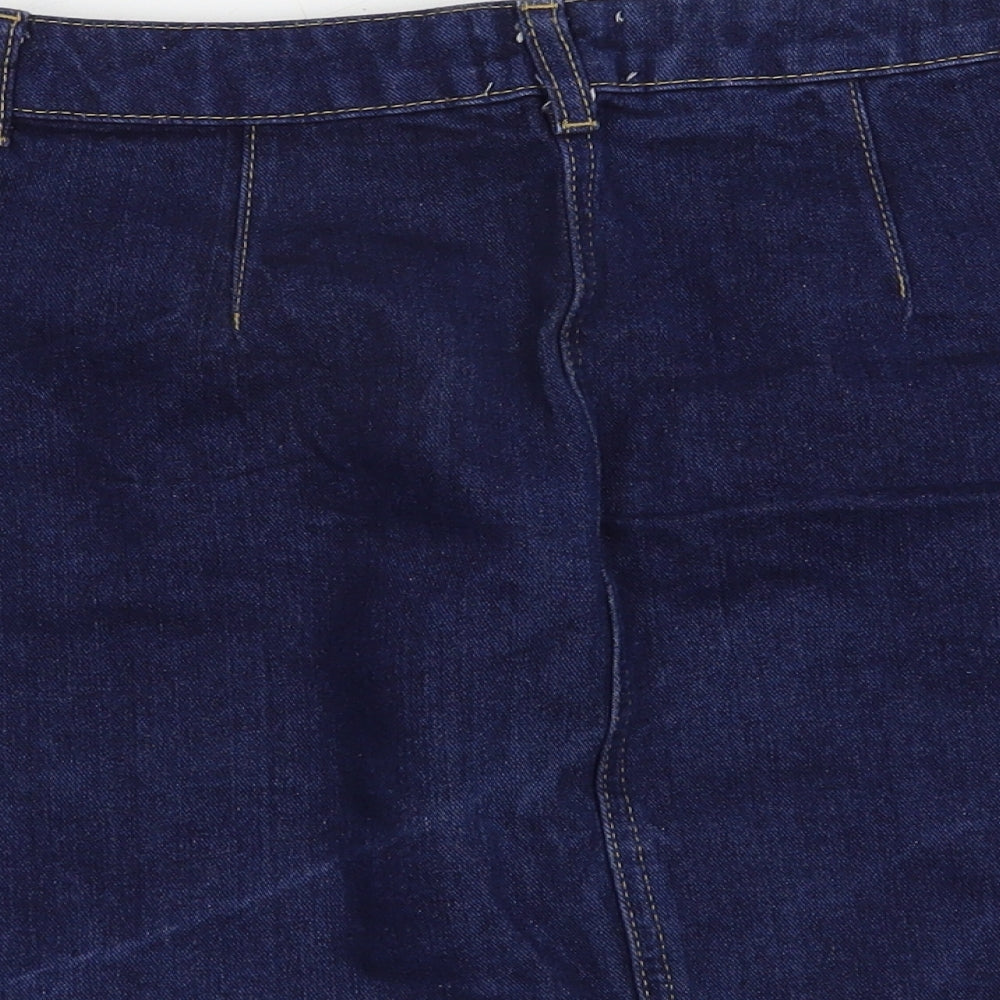 Miss Selfridge Womens Blue  Cotton Straight & Pencil Skirt Size 6   Button