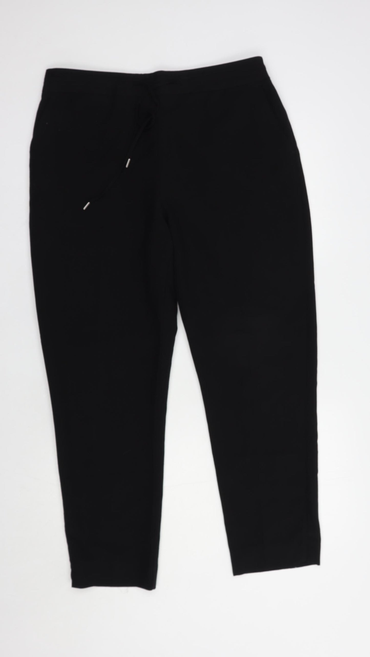 Debenhams Womens Black  Polyester Trousers  Size 14 L27 in Regular Drawstring