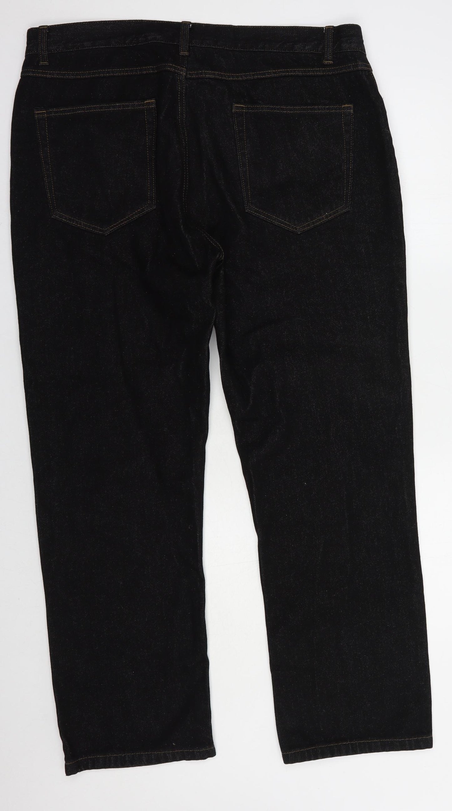 George Mens Black  Cotton Straight Jeans Size 38 in L30 in Regular Button