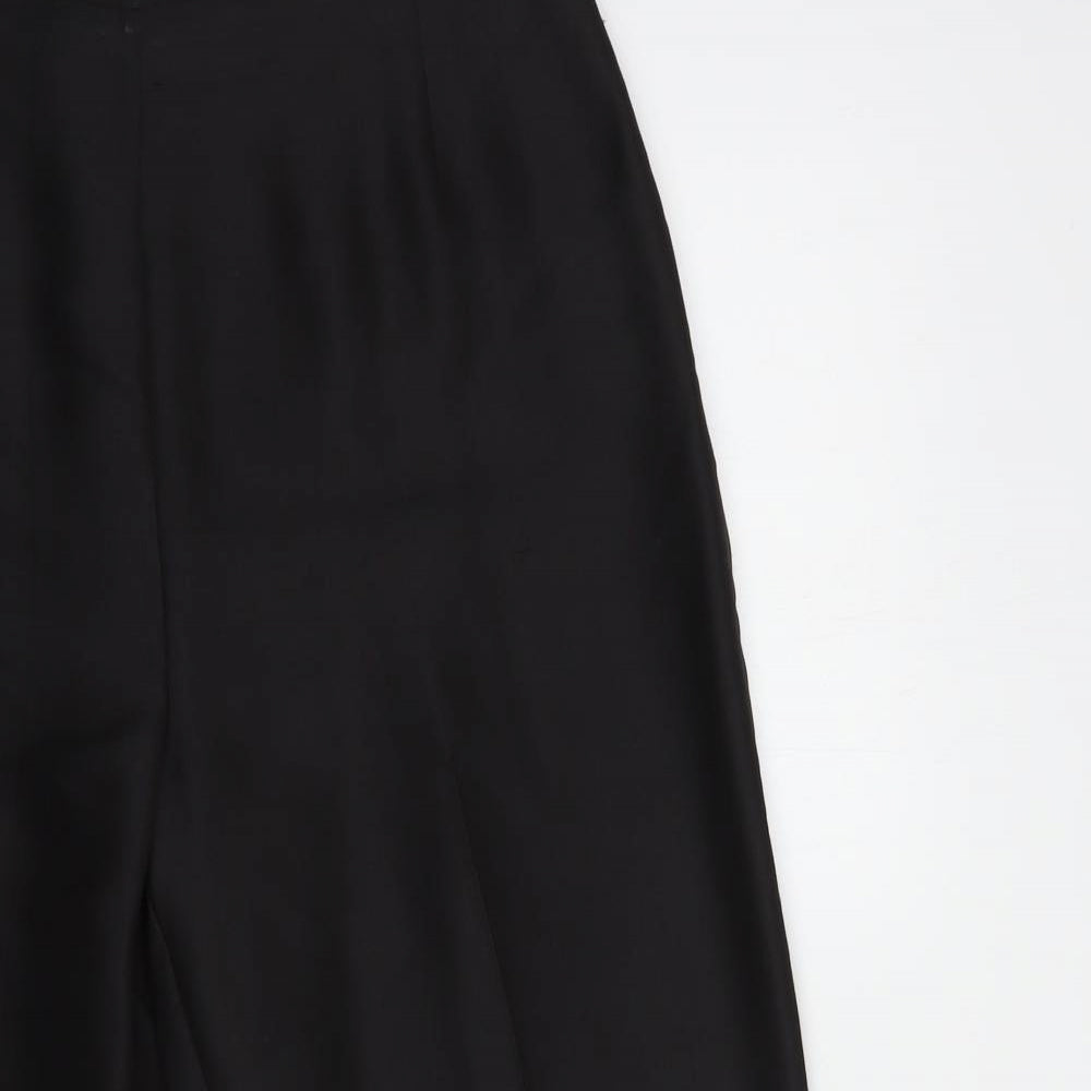 NEXT Womens Black  Silk Cropped Trousers Size 12 L24 in Regular Zip