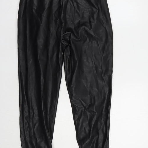 Eight Paris Womens Black  Polyurethane Trousers  Size S L25 in Regular Drawstring - Faux Leather