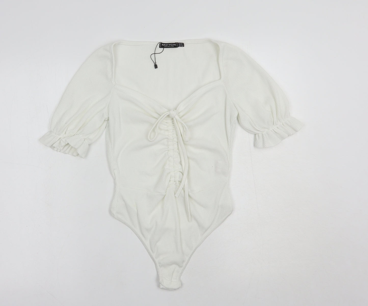 Nasty Gal Womens White  Polyester Bodysuit One-Piece Size 10  Snap