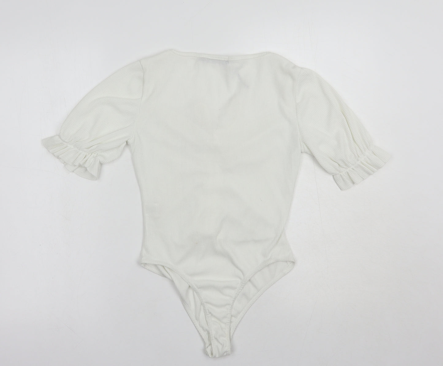 Nasty Gal Womens White  Polyester Bodysuit One-Piece Size 10  Snap