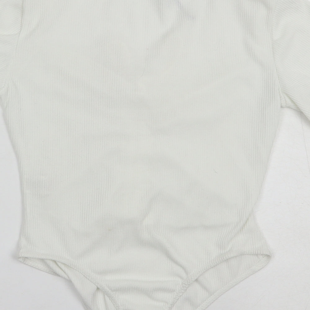 Nasty Gal Womens White  Polyester Bodysuit One-Piece Size 10  Snap