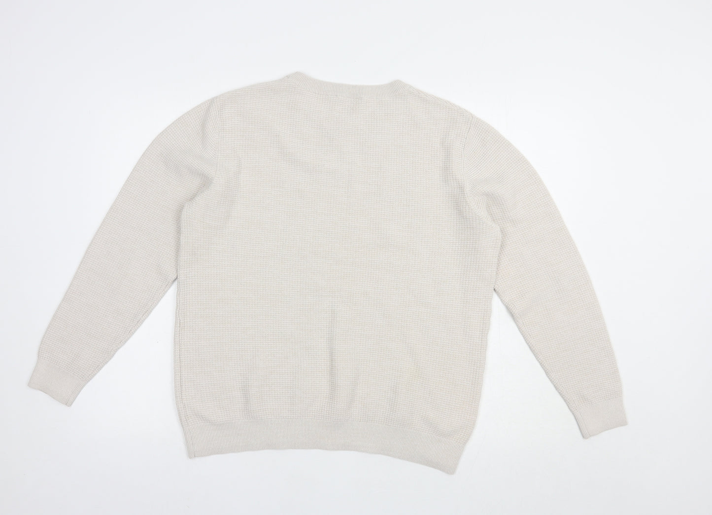 George Mens Grey Crew Neck  Cotton Pullover Jumper Size L