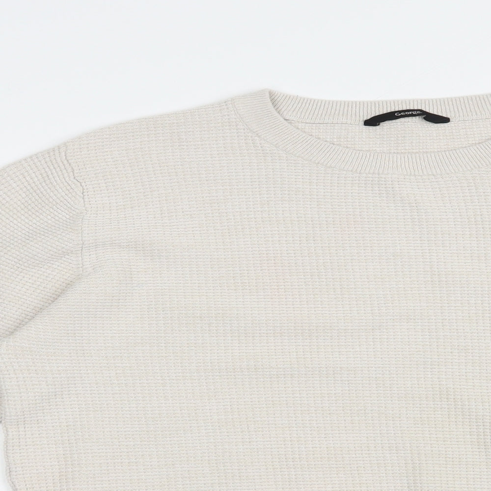 George Mens Grey Crew Neck  Cotton Pullover Jumper Size L