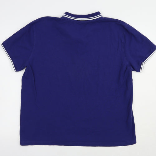 Pique Polo Mens Blue  Cotton  Polo Size 2XL Collared Button