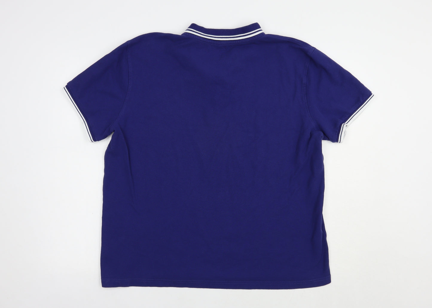 Pique Polo Mens Blue  Cotton  Polo Size 2XL Collared Button
