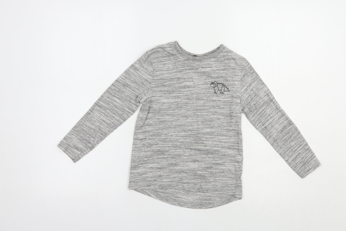 George Boys Grey  Cotton Pullover T-Shirt Size 4-5 Years Crew Neck Pullover - Dino