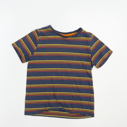 TU Boys Blue Striped Cotton Pullover T-Shirt Size 6 Years Crew Neck Pullover