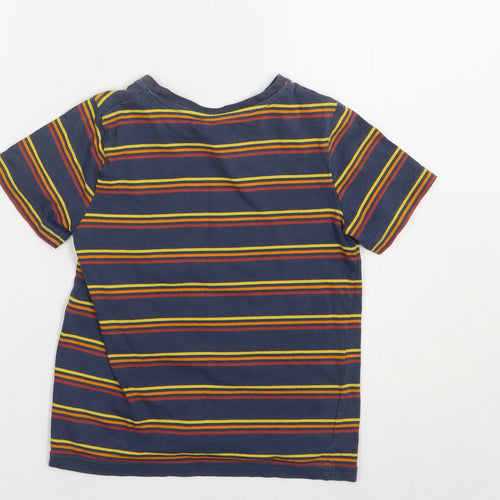 TU Boys Blue Striped Cotton Pullover T-Shirt Size 6 Years Crew Neck Pullover
