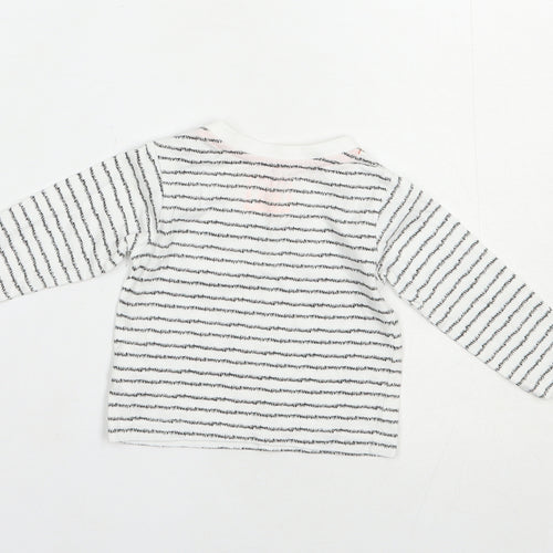 Primark Baby White Striped Cotton Basic T-Shirt Size 3-6 Months Crew Neck Pullover
