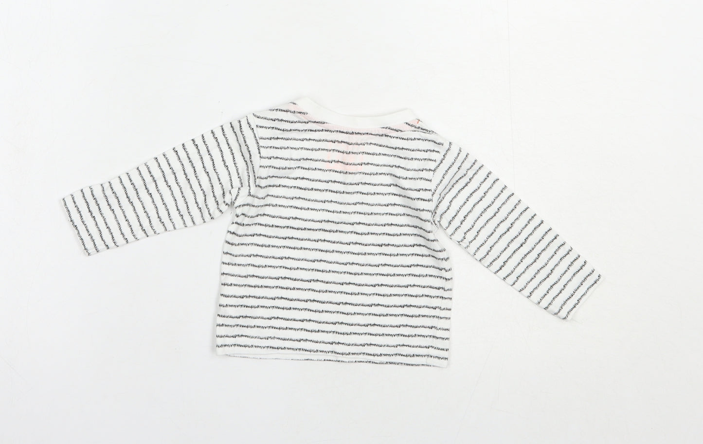 Primark Baby White Striped Cotton Basic T-Shirt Size 3-6 Months Crew Neck Pullover