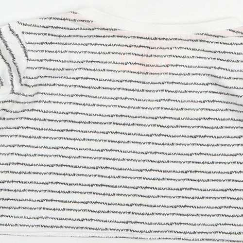 Primark Baby White Striped Cotton Basic T-Shirt Size 3-6 Months Crew Neck Pullover