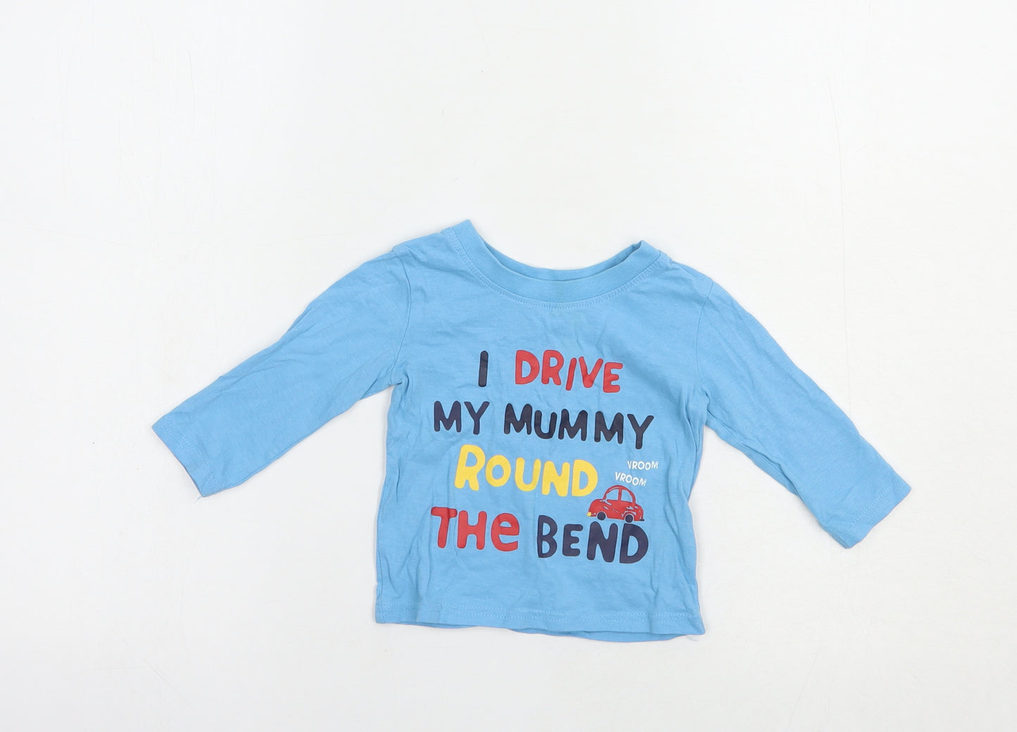 George Baby Blue  Cotton Pullover T-Shirt Size 3-6 Months Crew Neck Pullover - Round The Bend