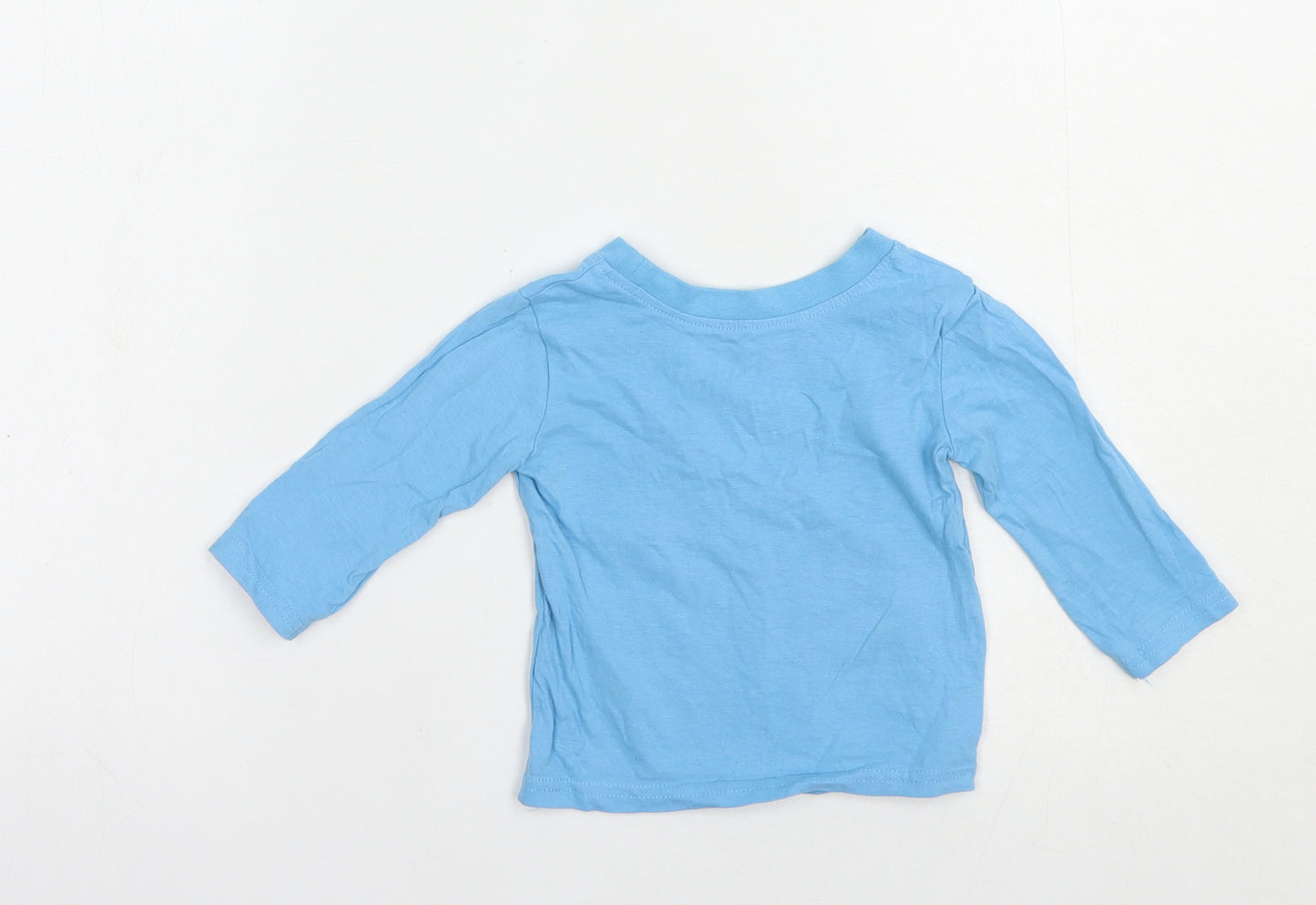 George Baby Blue  Cotton Pullover T-Shirt Size 3-6 Months Crew Neck Pullover - Round The Bend