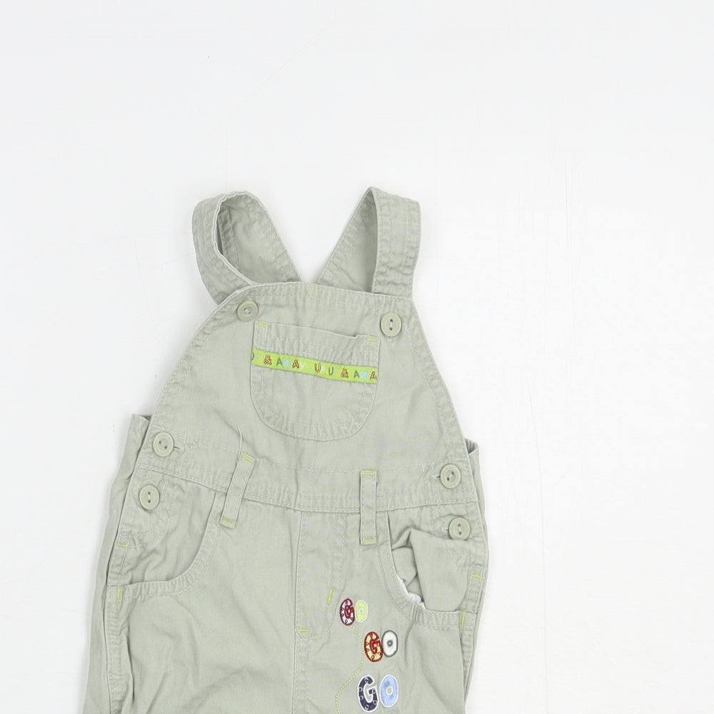 M&Co Baby Green  Cotton Dungaree Outfit/Set Size 6-9 Months  Snap
