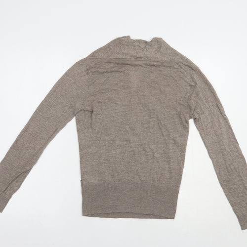 H&M Womens Brown V-Neck  Viscose Pullover Jumper Size XS