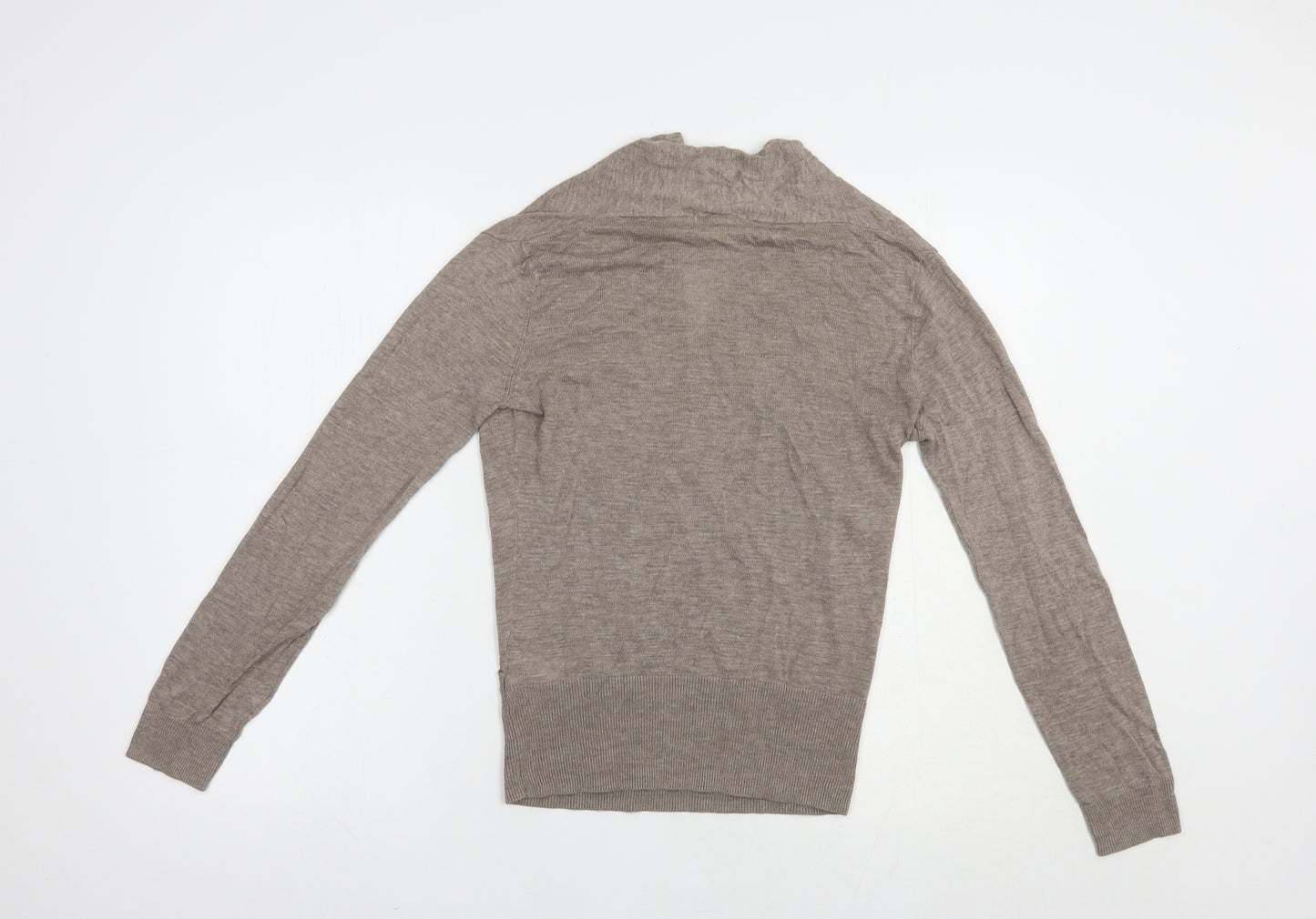 H&M Womens Brown V-Neck  Viscose Pullover Jumper Size XS