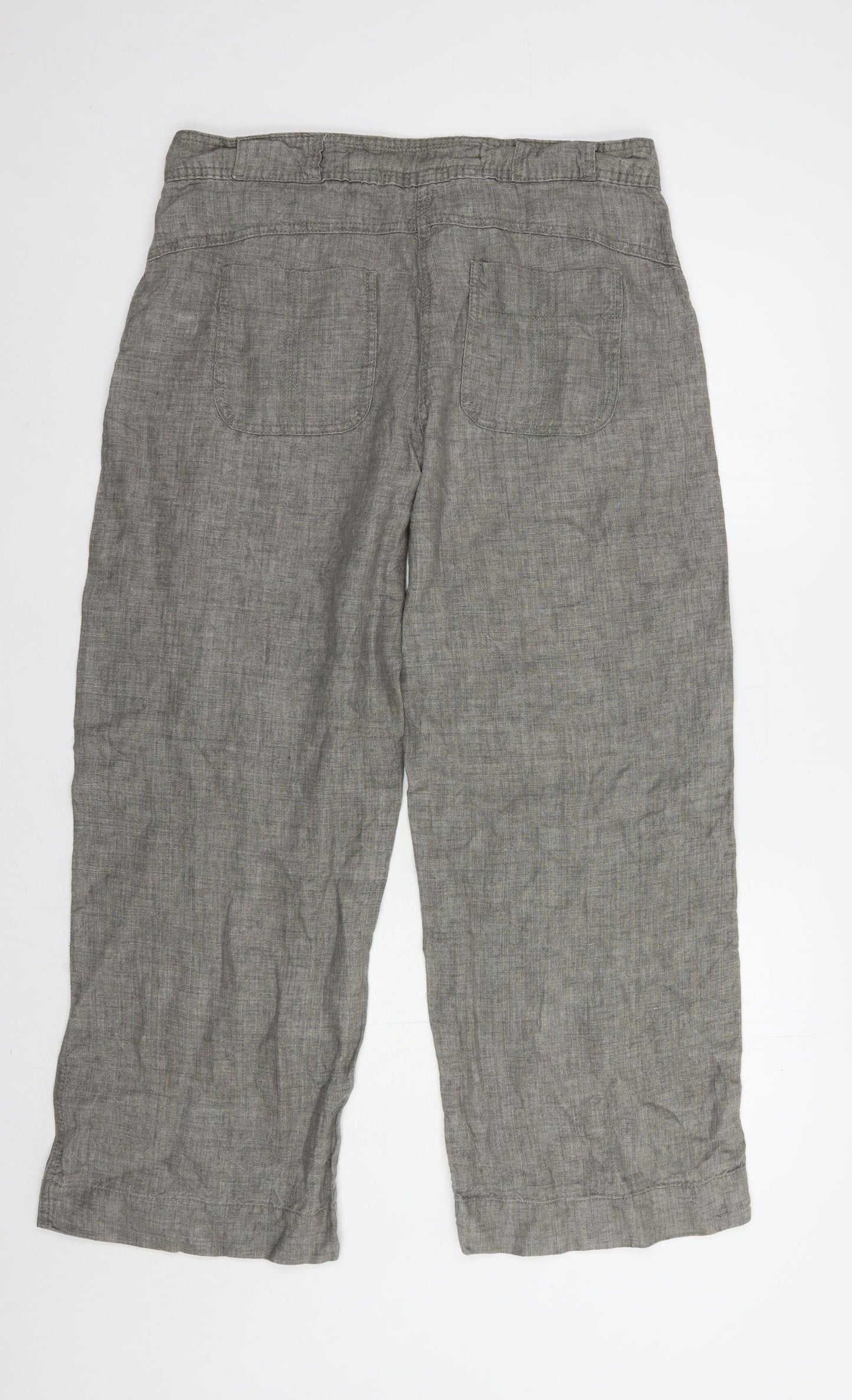 George Womens Grey  Linen Trousers  Size 14 L28 in Regular Button