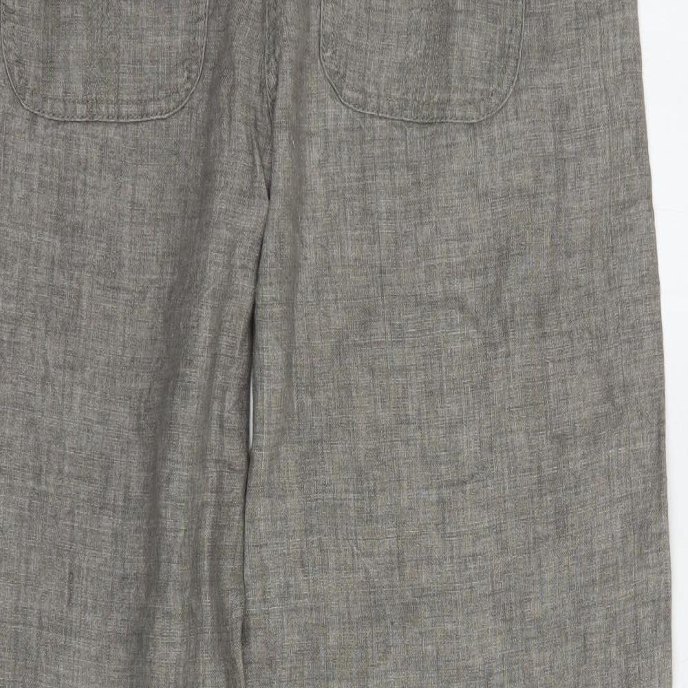 George Womens Grey  Linen Trousers  Size 14 L28 in Regular Button