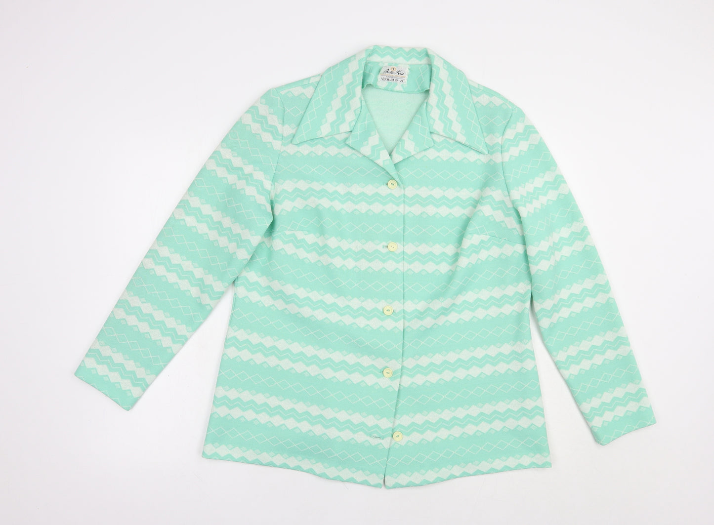 Butte Knit Womens Green Geometric  Jacket Blazer Size 20  Button