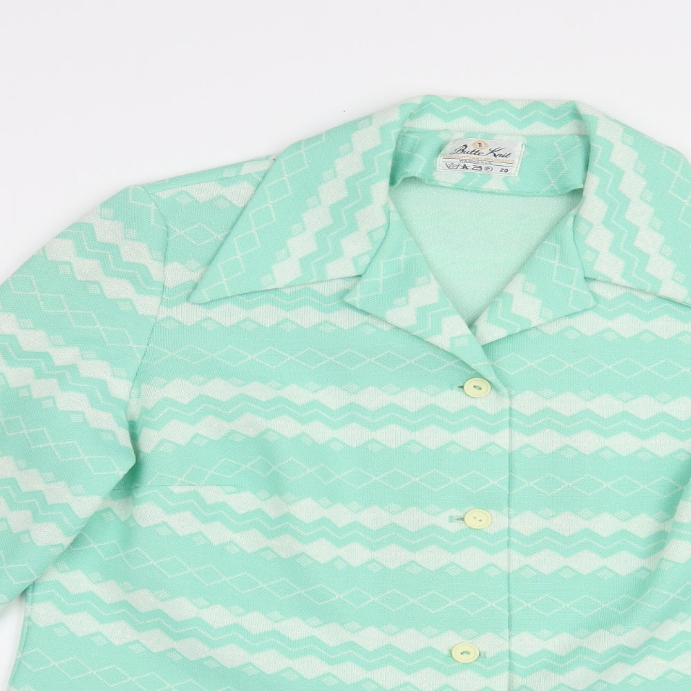 Butte Knit Womens Green Geometric  Jacket Blazer Size 20  Button