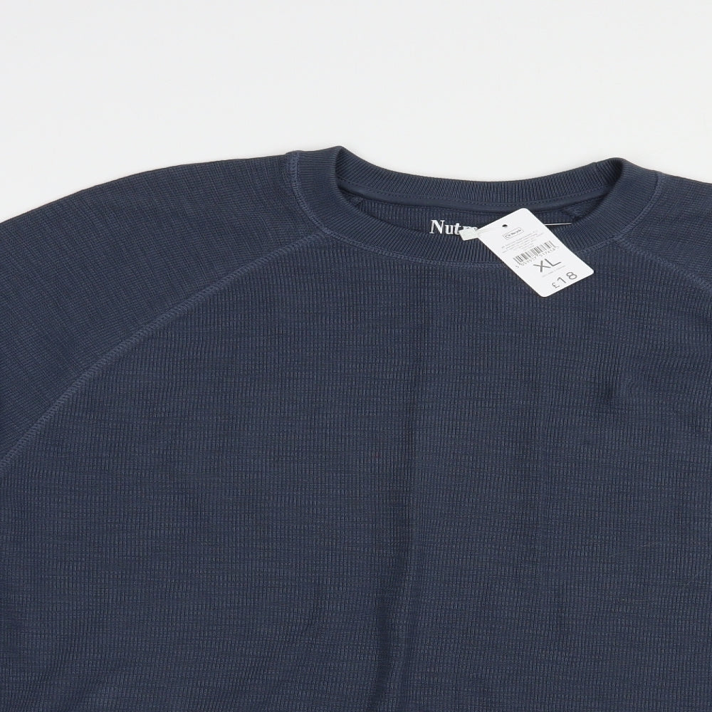 Nutmeg Mens Blue  Cotton  Lounge Set Size XL  Pullover