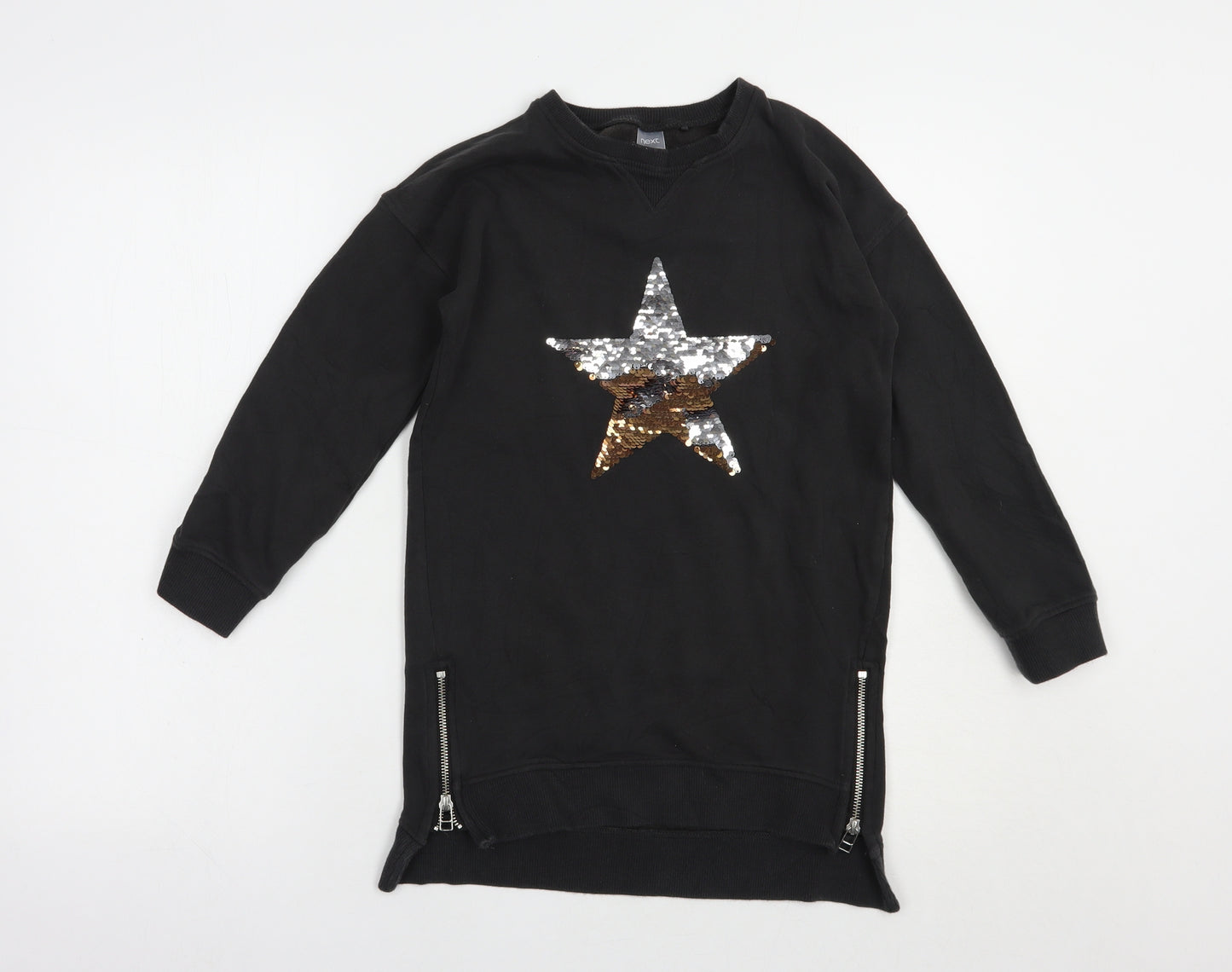 NEXT Girls Grey  Cotton Tunic Sweatshirt Size 7 Years  Pullover - Star