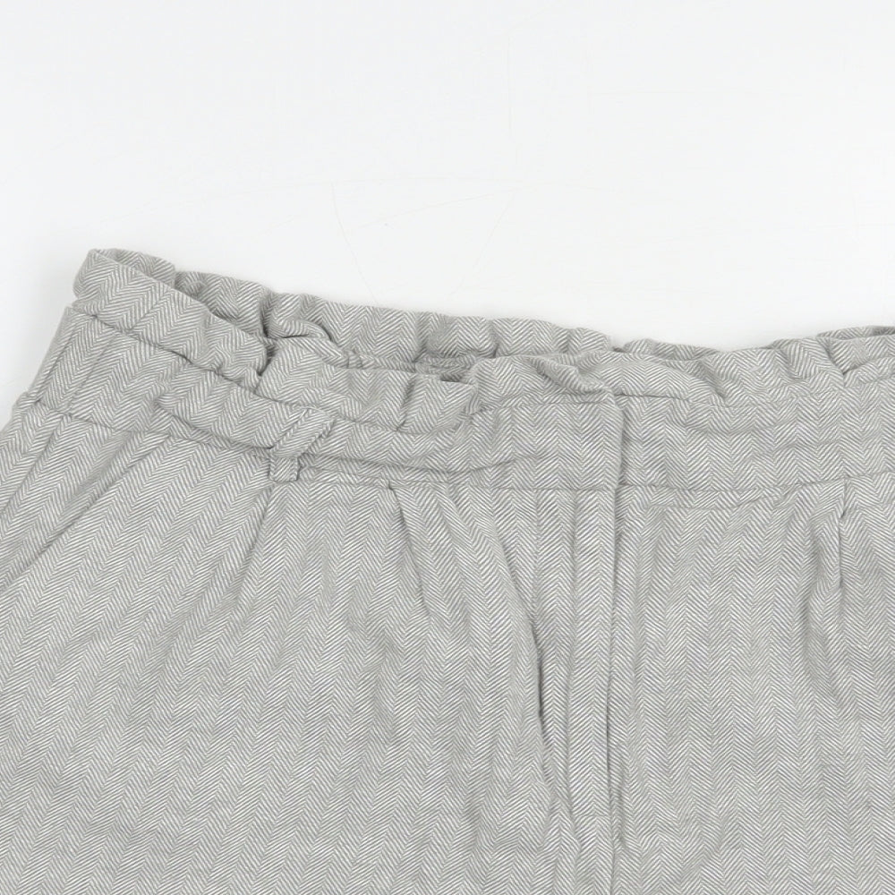F&F Womens Grey Herringbone Linen Paperbag Shorts Size 12 L4 in Regular Hook & Eye