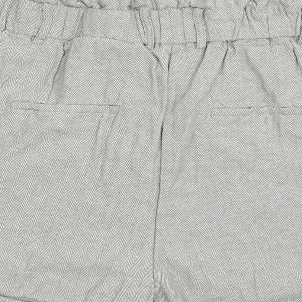F&F Womens Grey Herringbone Linen Paperbag Shorts Size 12 L4 in Regular Hook & Eye