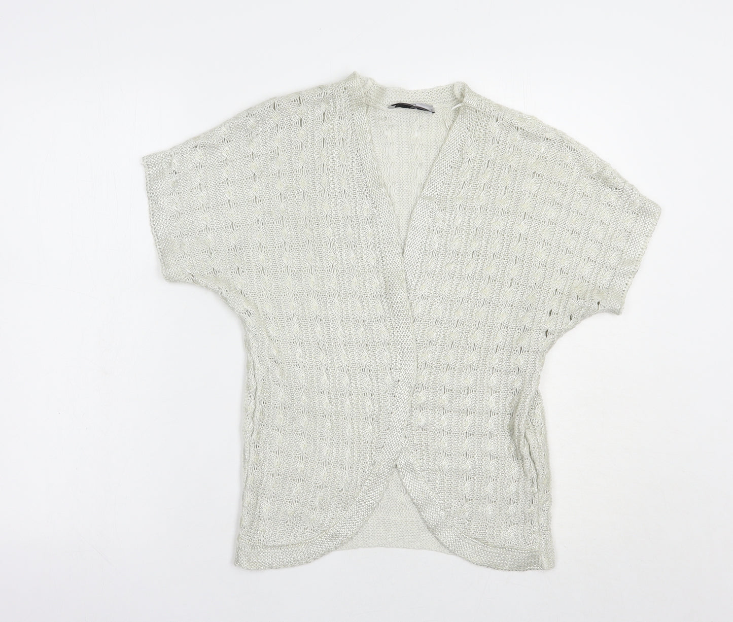 TU Womens Grey V-Neck  Acrylic Shrug Jumper Size M