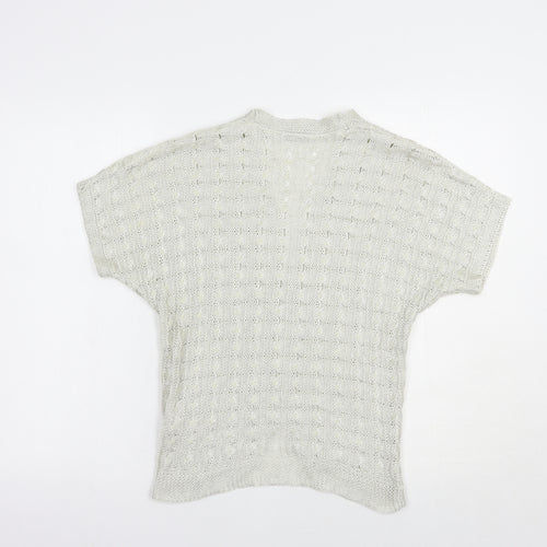 TU Womens Grey V-Neck  Acrylic Shrug Jumper Size M