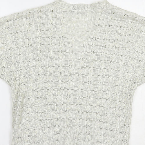 TU Womens Grey V-Neck  Acrylic Shrug Jumper Size M