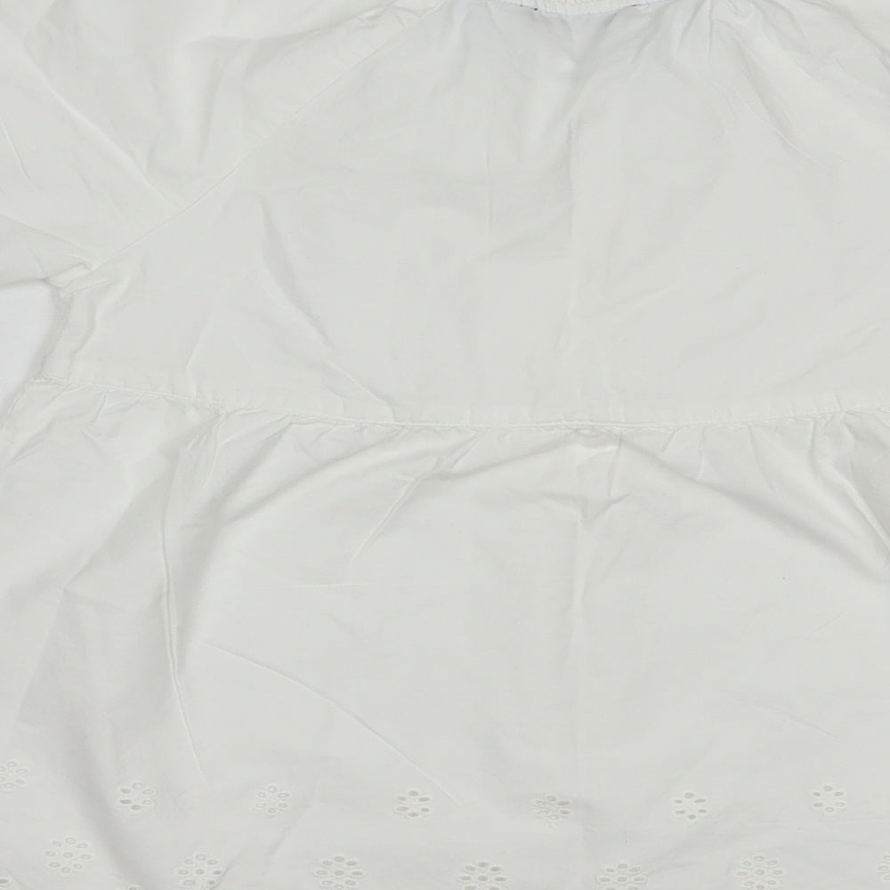 Marks and Spencer Girls White  Cotton Pullover Blouse Size 11-12 Years Round Neck Button