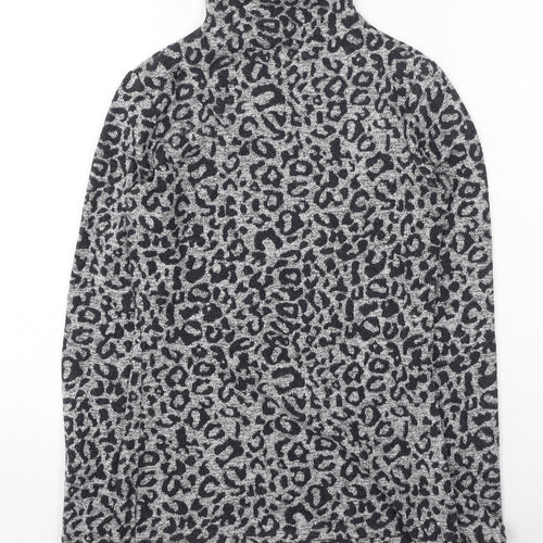 Oasis Womens Brown High Neck Animal Print Viscose Pullover Jumper Size S