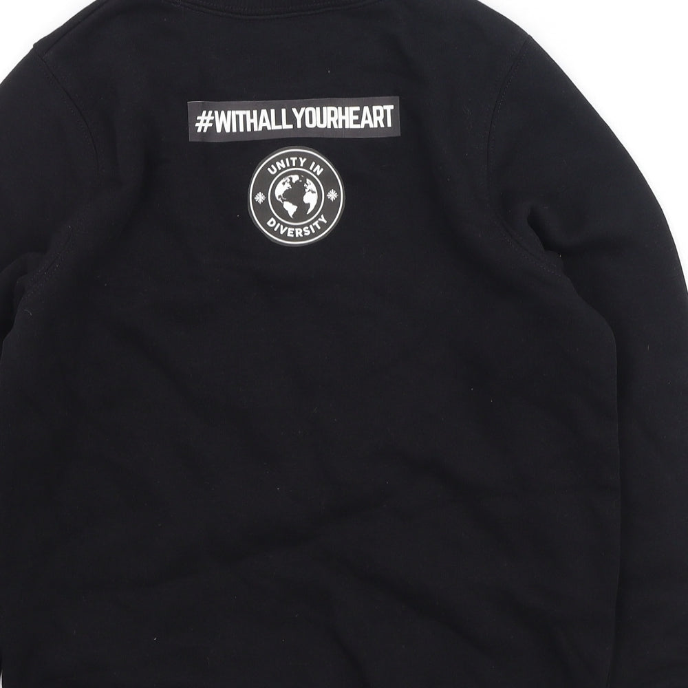 Preworn Boys Black  Cotton Pullover Sweatshirt Size 8 Years