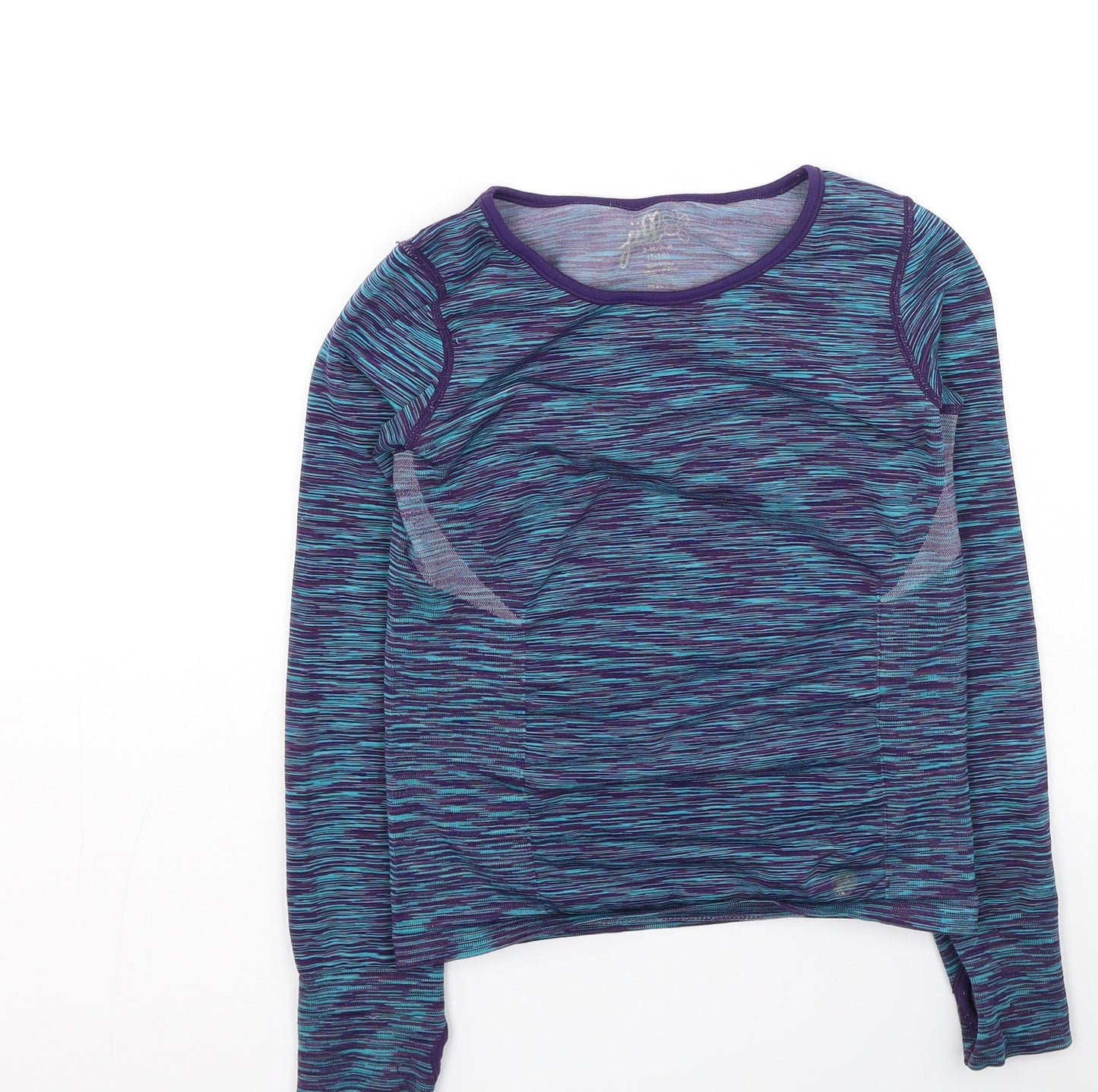 Preworn Girls Green  Polyester Basic Casual Size S Round Neck