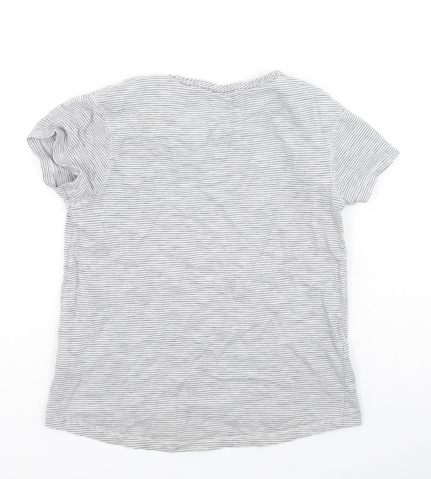 NEXT Girls Black Striped Cotton Basic Casual Size 6 Years Round Neck