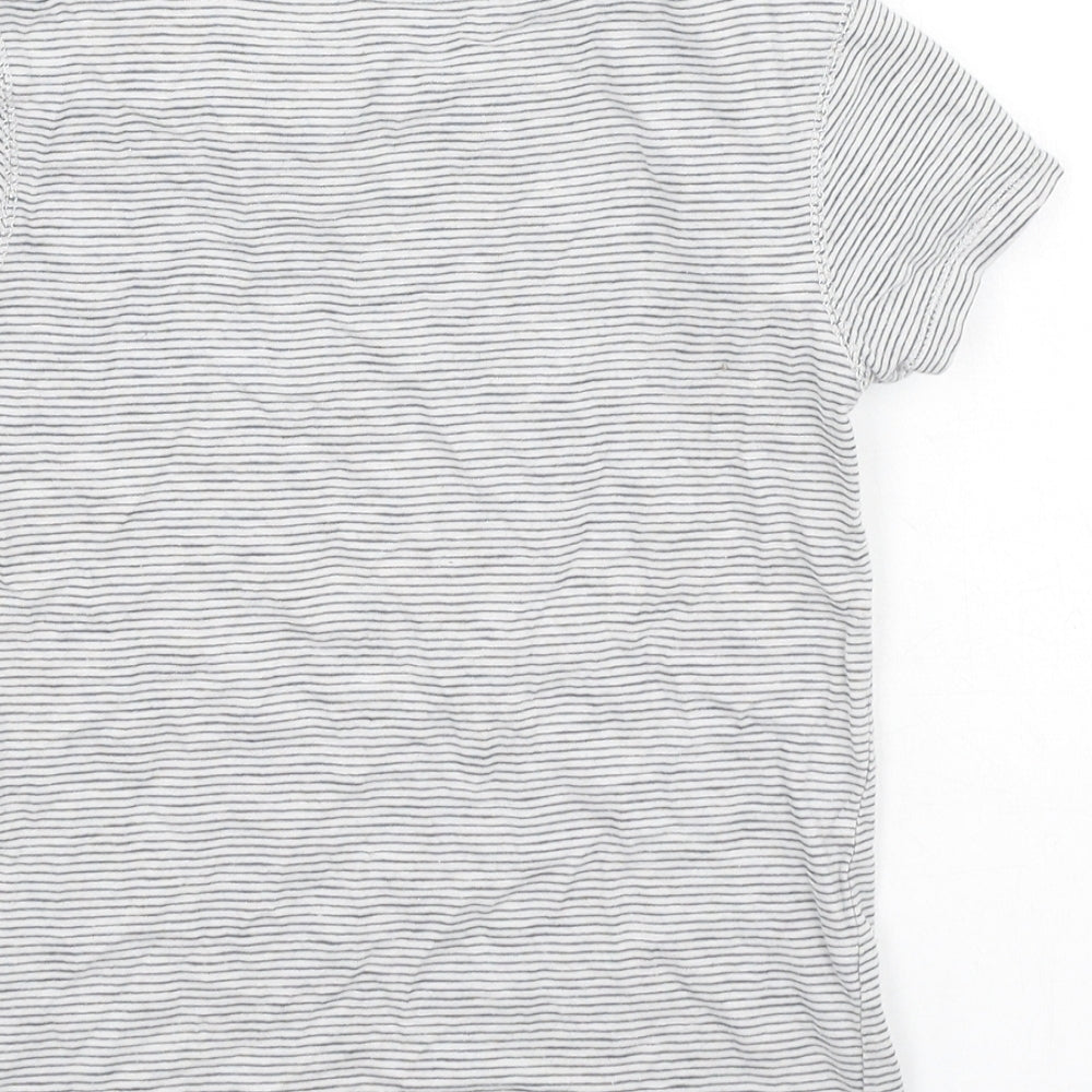 NEXT Girls Black Striped Cotton Basic Casual Size 6 Years Round Neck