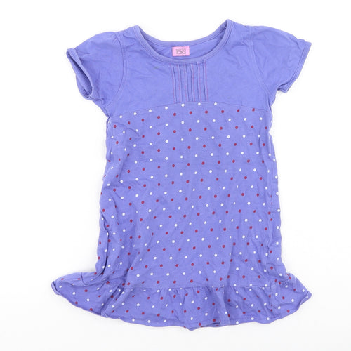 F&F Girls Purple  Cotton Fit & Flare  Size 6-7 Years  Round Neck